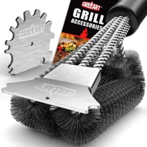 Grill Brush and Scraper 18 Inch – Wire Bristle Brush Double Scrapers – Barbecue Cleaning Brush